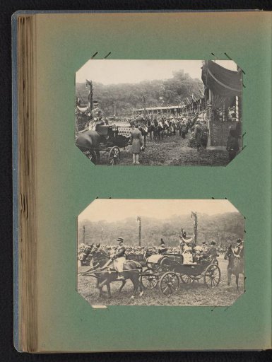 Two postcards of the aubade in honor of the birth of Princess Juliana on June 8, 1909, in The Hague