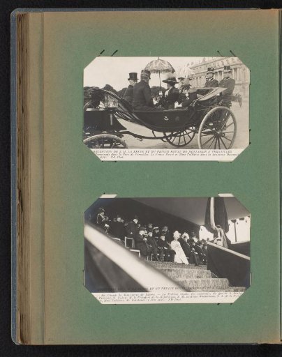 Two postcards of the visit of Queen Wilhelmina and Prince Hendrik to Versailles