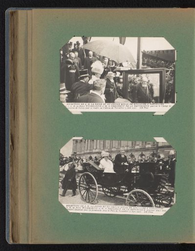 Two postcards of the visit of Queen Wilhelmina and Prince Hendrik to Versailles