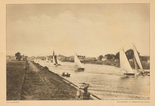 Sailing race on a waterway in North Holland