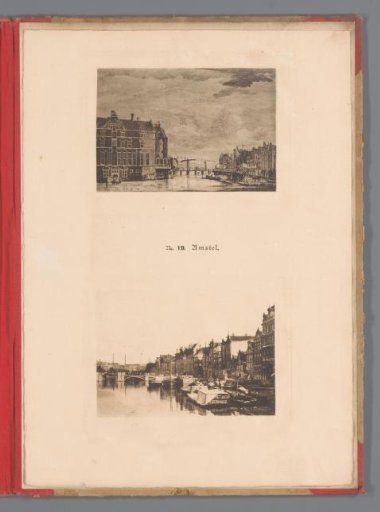 Two Views of the Rondeel and the Halvemaansbrug in Amsterdam, one of which is a reproduction of a print by De Coppier after Jan de Beijer