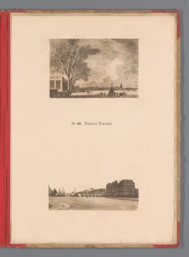 Two Views of the Frozen Amstel in Amsterdam, one of which is a reproduction of a print by Paulus van Liender