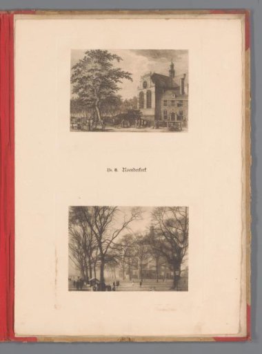 Two views of the Noorderkerk Amsterdam, one of which is a reproduction of a print by Hermanus Petrus Schouten