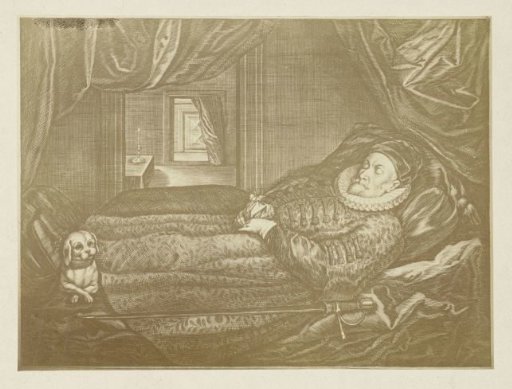 Print of William of Orange on His State Bed, 1584