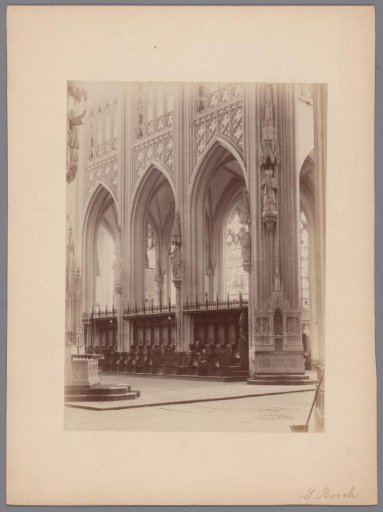 View of the choir stalls in St. John's Cathedral in 's-Hertogenbosch