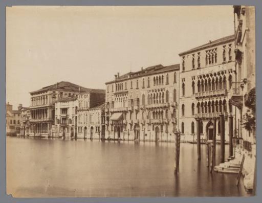View of several palaces along the Grand Canal in Venice, including Ca' Foscari