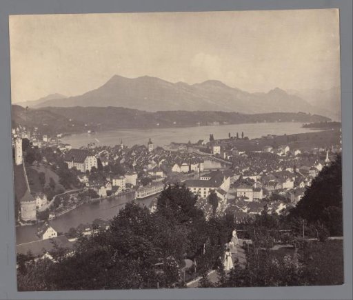 Lucerne and Mt. Rigi, Switzerland, viewed from Château Gütsch