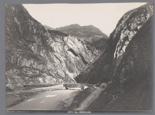 Tunnel "Das Urnerloch" [Schöllenen?] and bridge over the Reuss, Gotthard Pass, Switzerland