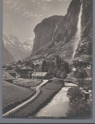 The place Lauterbrunnen and the Staubbach waterfall, Bernese Oberland, Switzerland
