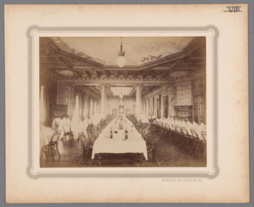 Interior of a restaurant with set tables