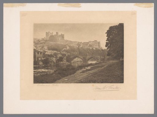 View of the Castle and Town of Richmond on the River Swale, North Yorkshire, England