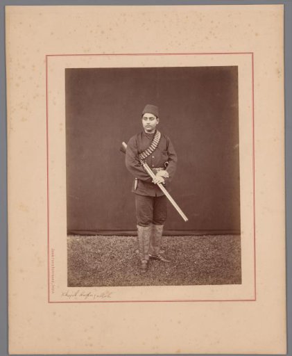 Studio Portrait of Man with Double-Barrelled Rifle, British-India