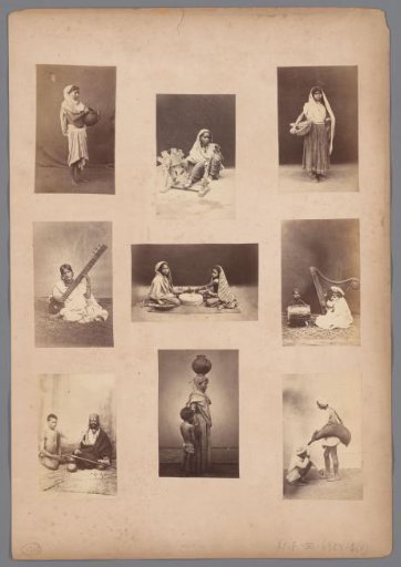 Nine studio portraits of unknown people, British India