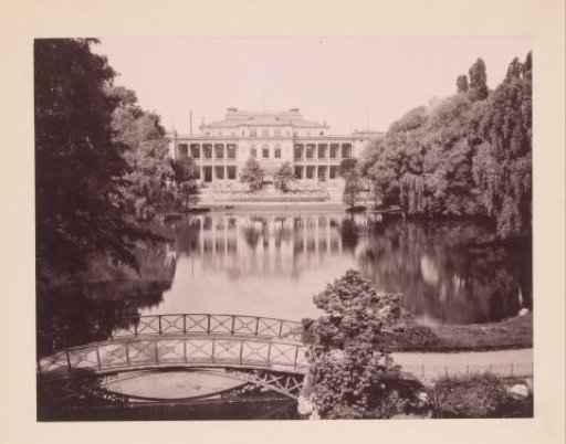 House in a park by a large pond, Frankfurt am Main [?], Germany