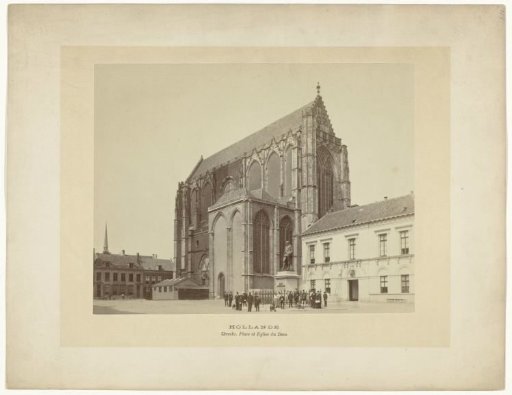 Group of People before the Statue of Count Jan van Nassau in front of the Cathedral Church in Utrecht