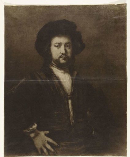 Photographic reproduction of the painting 'Portrait of a Man', attributed to Rembrandt