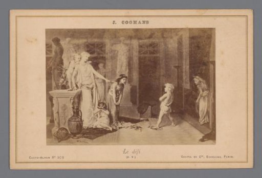 Photographic reproduction of the painting Le Défi by J. Coomans