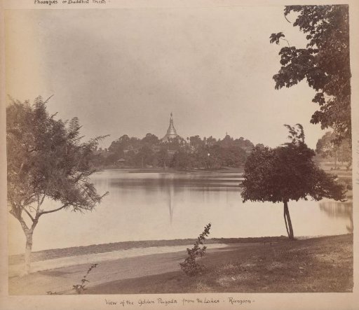 View of the Shwedagon Pagoda from a lake, Yangon, Myanmar