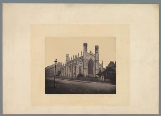 View of a cathedral in England with a lamppost