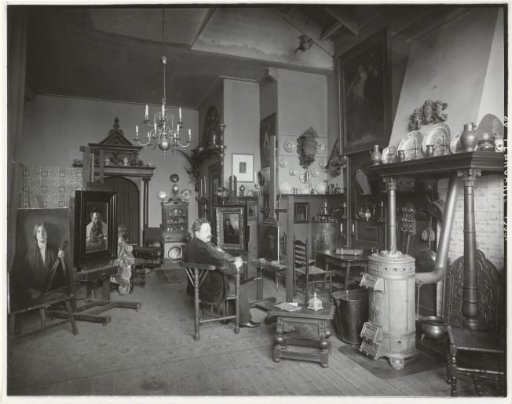 Artist Benjamin Prins in his studio at Plantage Franselaan 25, Amsterdam
