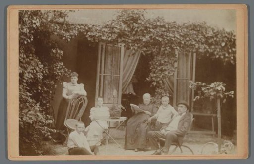 Group portrait of a company in the garden