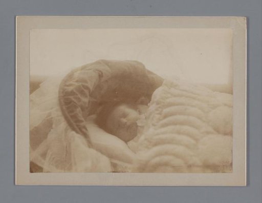 Portrait of Johanna Geertruida van der Waals sleeping in a cradle