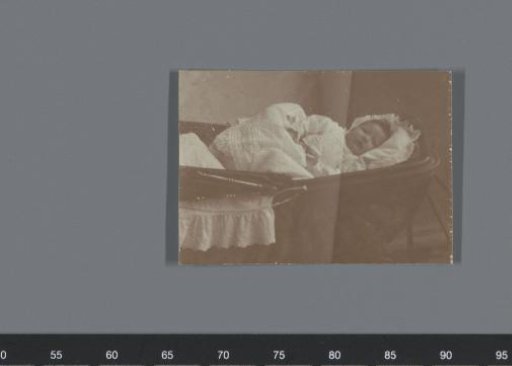 Portrait of a baby in a cradle
