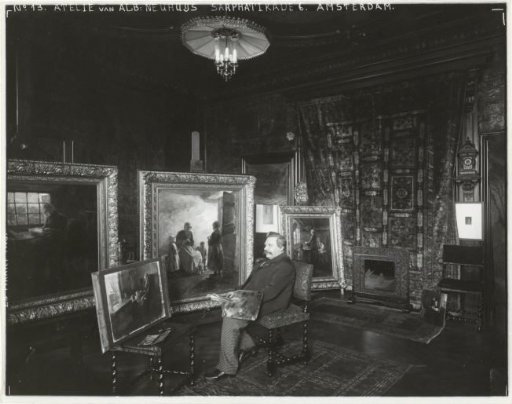 Painter Albert Neuhuijs in his studio at Sarphatikade, Amsterdam