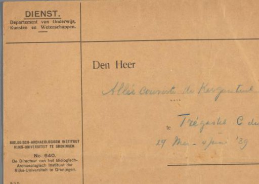 Envelope of the Biological-Archaeological Institute of the State University of Groningen