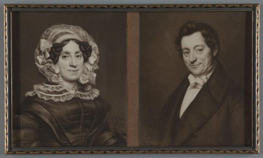 Two photographic reproductions of painted portraits of Cornelis Geertruyus Kolff and Hermina Emerentia Hollertt