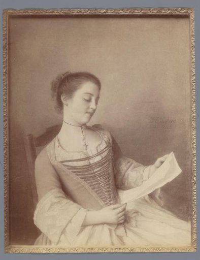 Photographic reproduction of the pastel drawing La Liseuse by Jean-Étienne Liotard