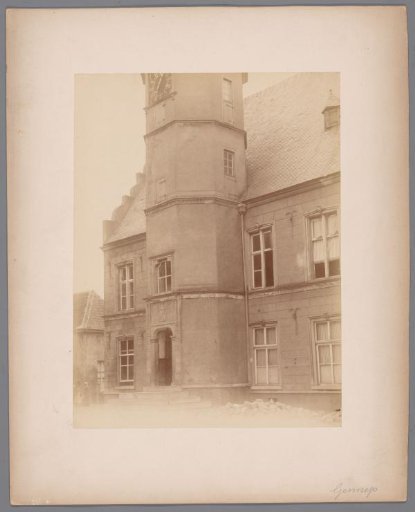 Entrance and tower of the town hall in Gennep