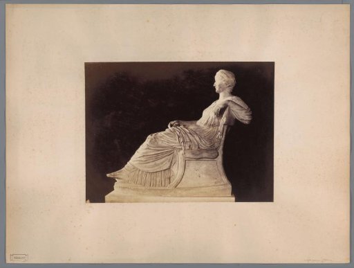 Photographic reproduction of a statue of Agrippina seated on a chair
