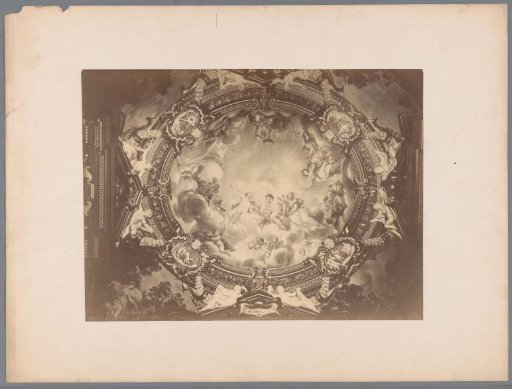 Photographic reproduction of the fresco on the ceiling of the Sala di Apollo in the Palazzo Pitti by Pietro da Cortona, Florence