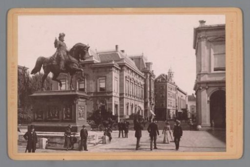View of the Noordeinde in The Hague with the equestrian statue of Prince William of Orange