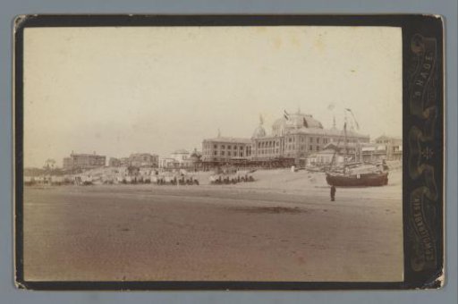 View of the beach in Scheveningen, with the Kurhaus on the right