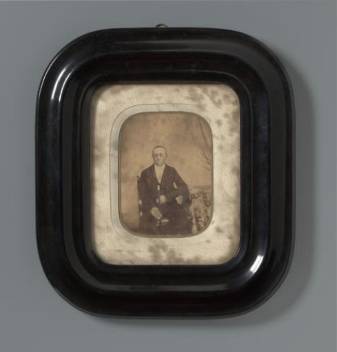 Portrait of an unknown man with spectacles and a walking stick, designated as Samuel Ferguson or Hendrik IJsseldijk