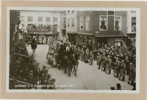 A Flower Wagon of the Funeral Procession of Emma, Queen Regent of the Netherlands, in Delft on March 27, 1934