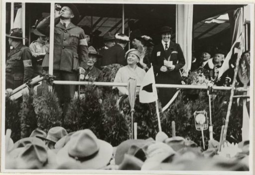 Visit of Wilhelmina, Queen of the Netherlands, to the World Jamboree on July 31, 1937