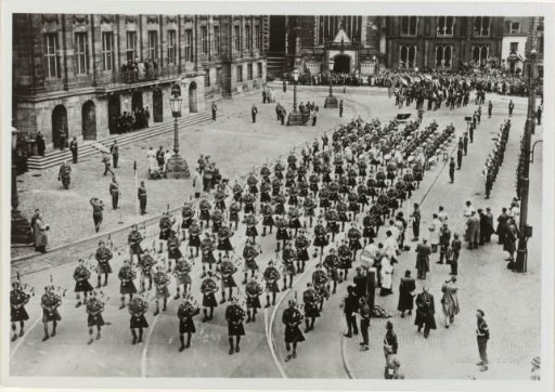 Scottish Bagpipers in the Parade on the Dam in Amsterdam During the Liberation Celebrations on June 28, 1945