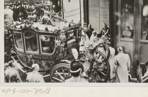 The Golden Coach of the Wedding Procession of Juliana, Queen of the Netherlands, and Bernhard of Lippe-Biesterfeld in The Hague on 7 January 1937