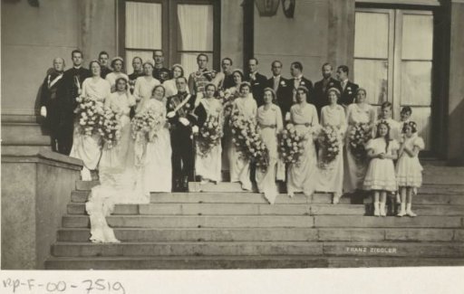 Juliana, Queen of the Netherlands, and Bernhard of Lippe-Biesterfeld Among the Bridesmaids and Groomsmen at Their Wedding in the Great Church in The Hague on 7 January 1937