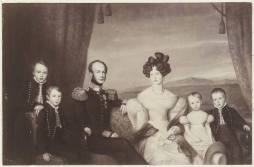 Family portrait of William II, King of the Netherlands, Anna Pavlovna Romanova, and their children