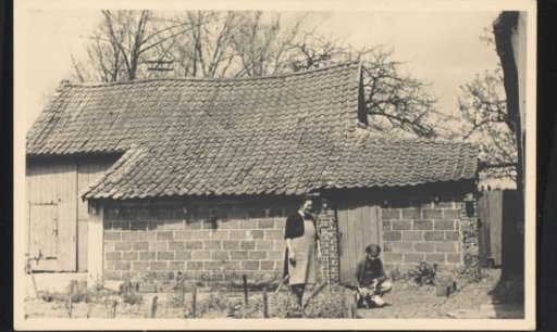 Woman and Girl by a Barn, Probably in Blicquy