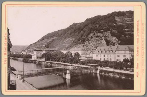 View of the Kursaal and a promenade on the Rhine in Bad Ems