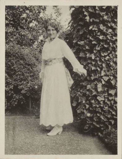 Portrait of a woman in a long skirt and blouse at Wimbledon