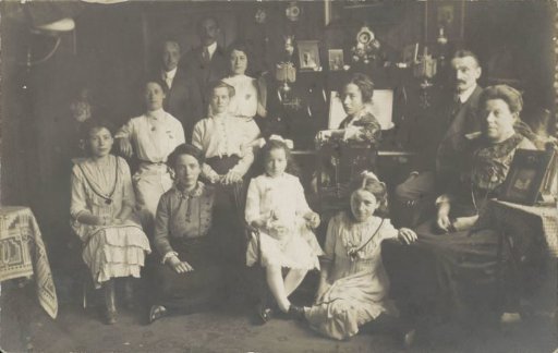 Portrait of a family in a living room
