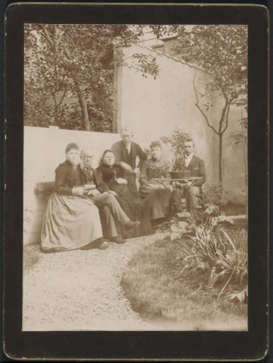 Portrait of a family in a garden