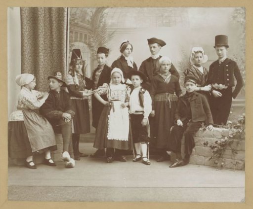 Group portrait of children in peasant clothing
