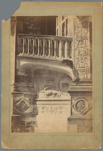 Detail of the spiral staircase of the Château of Blois ornamented with a salamander